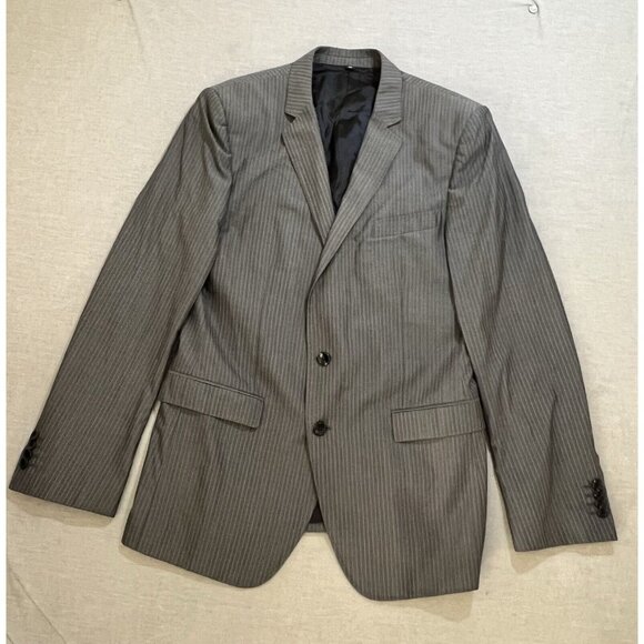 Dolce & Gabbana‎ Blazer Mens 50 Gray Striped Virgin Wool Blend Notch Collar - Picture 1 of 15